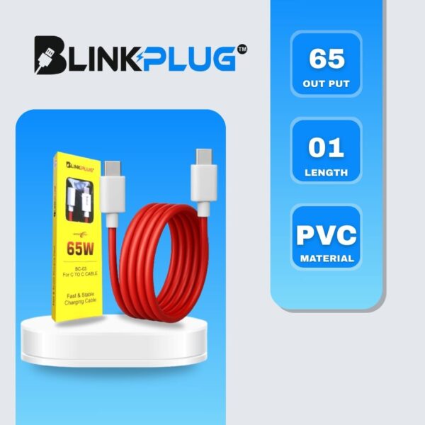 Blink Plug_Type C to Type C Fast Charging Cable 65W Warp Charge Compatible with Samsung Galaxy M13 M04 M42 M54 M33 M53 M51 S20 Ultra, S23, S22, S21, S10, A71, A73, A34, A54, A53, A51, Z Fold/Flip Series and All devices with Type C port - Image 4