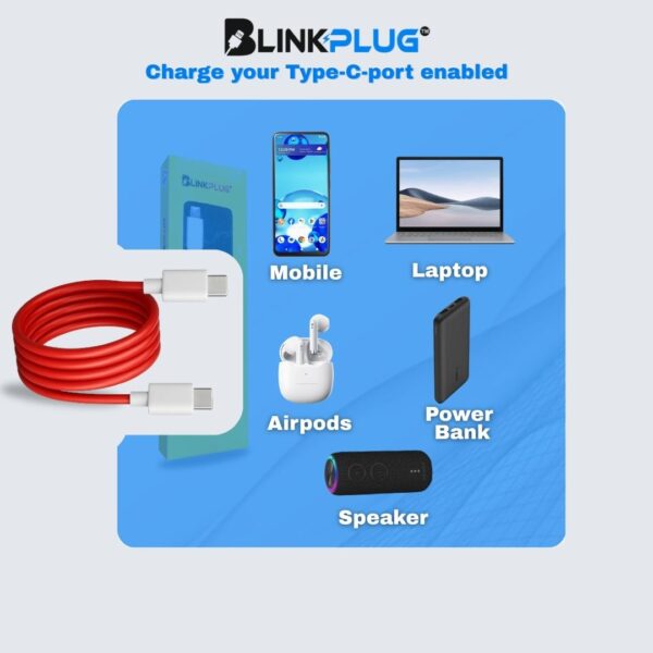 Blink Plug_Type C to Type C Fast Charging Cable 65W Warp Charge Compatible with Samsung Galaxy M13 M04 M42 M54 M33 M53 M51 S20 Ultra, S23, S22, S21, S10, A71, A73, A34, A54, A53, A51, Z Fold/Flip Series and All devices with Type C port - Image 5