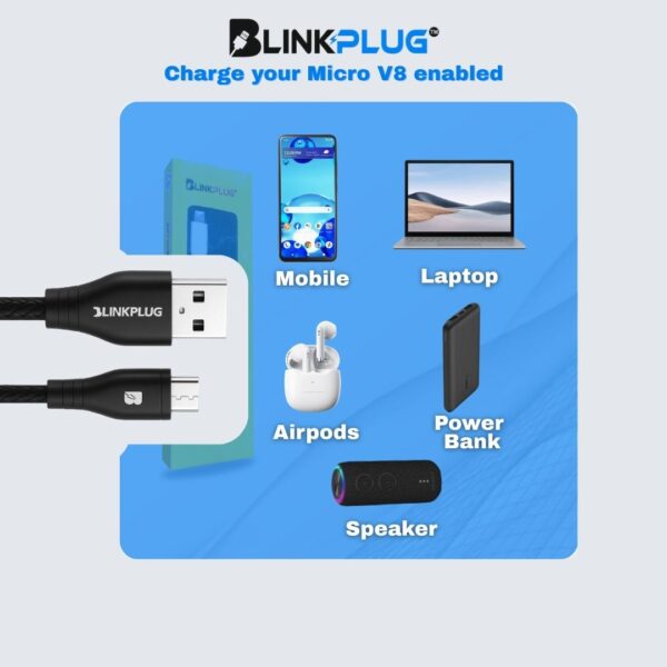 USB Cable for Xiaomi Redmi 9i / 9 I USB Cable Original Like Charger Cable | Sync Quick Fast Charging Cable | Micro USB Data Cable | Android V8 Cable (4 Amp, 1 Meter, BM14, Black) - Image 5